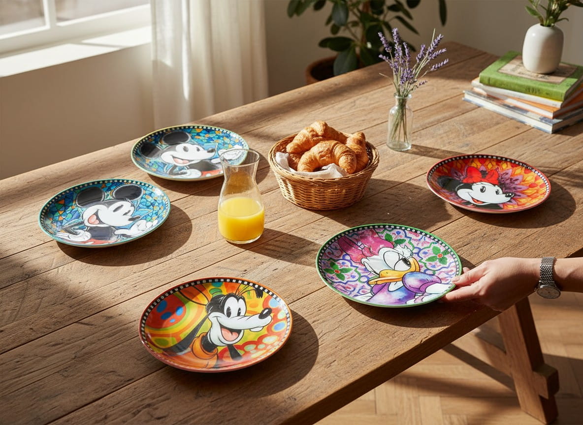 Gilde Disney Porzellan Dessertteller-Set forever & ever, 6er Set  - Ø 19 cm