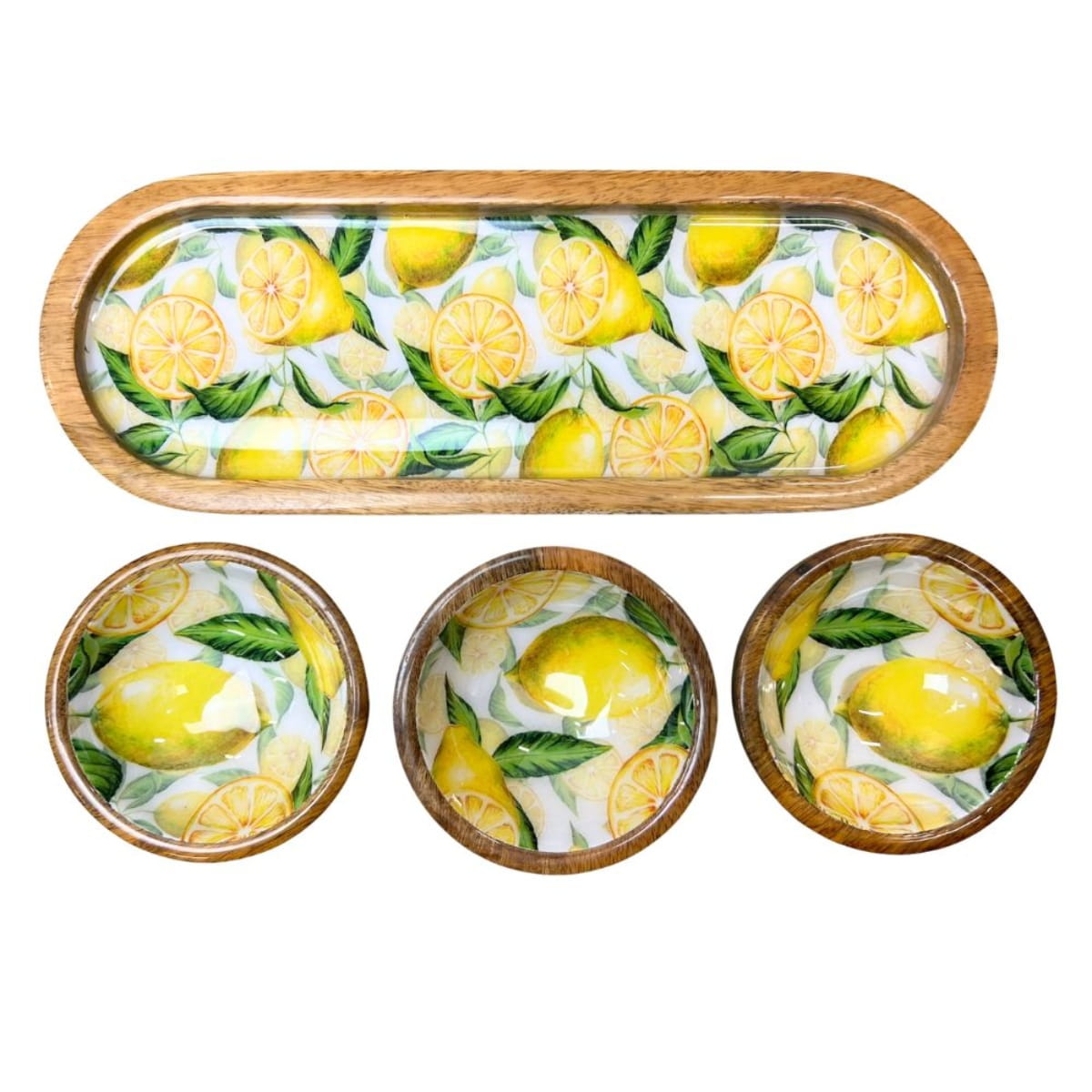 byRoom Mangoholz mit Lemon (Zitrone) 3 Schälchen mit Tablett