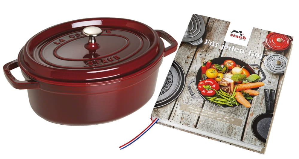 Staub Cocotte Bräter Gusseisen oval 29cm Grenadine