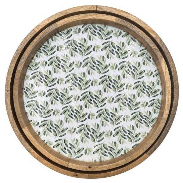 byRoom Mangoholz Tabletts Olive, 2er Set