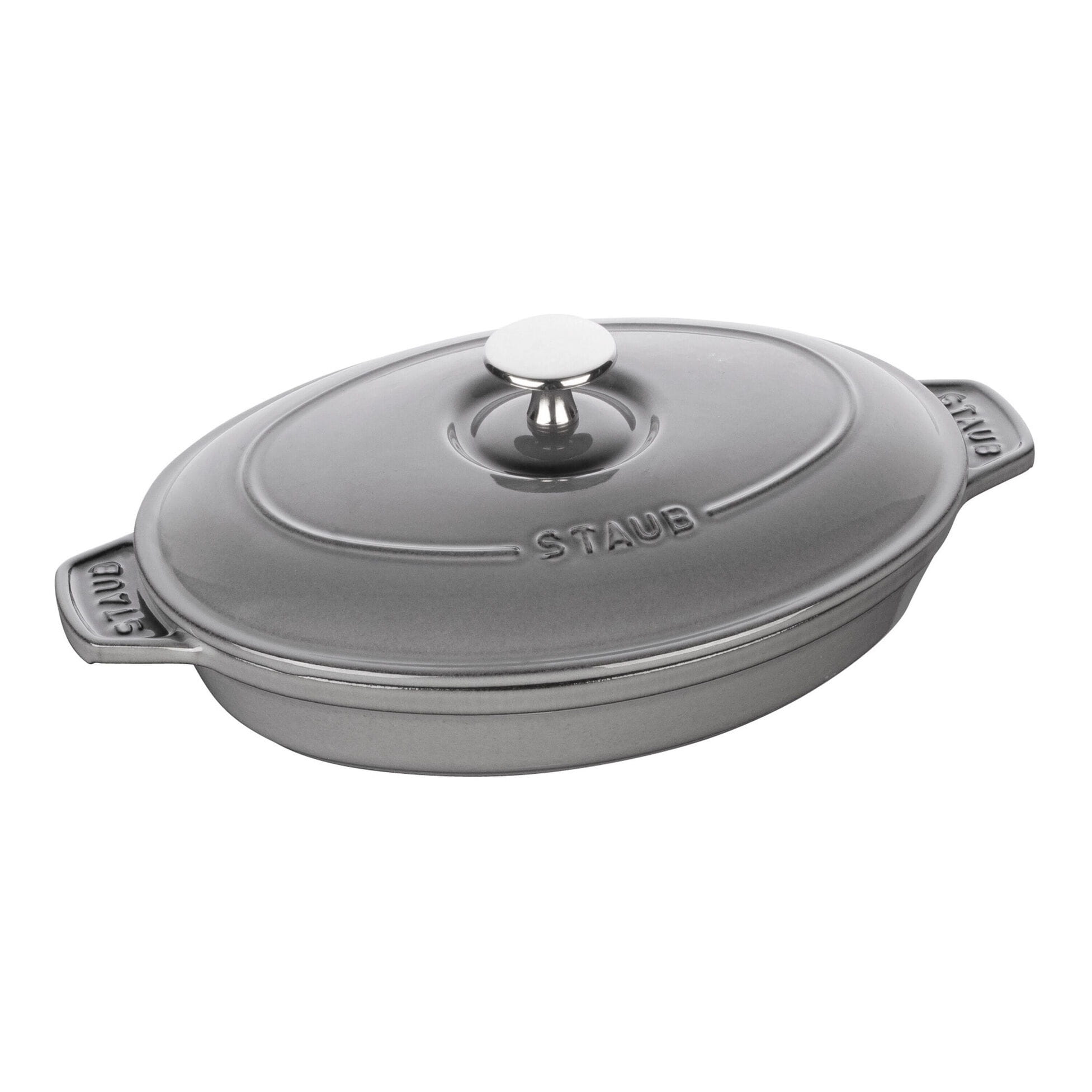 Staub Auflaufform, oval, grau, 23 x 17 cm