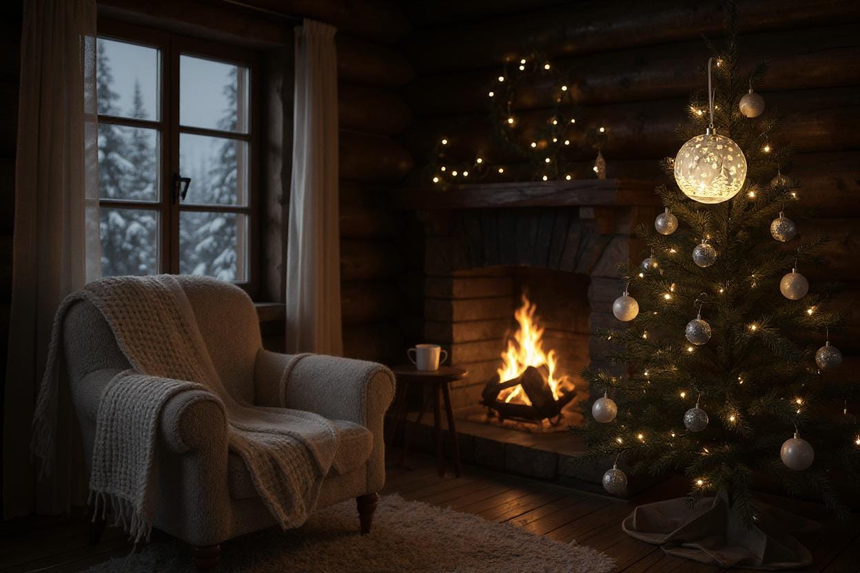 formano LED Hänger Weihnachtskugel Ø 10 cm, Farbglas, Ice-Optik, Timer + Batteriebox, Frosty-Silber