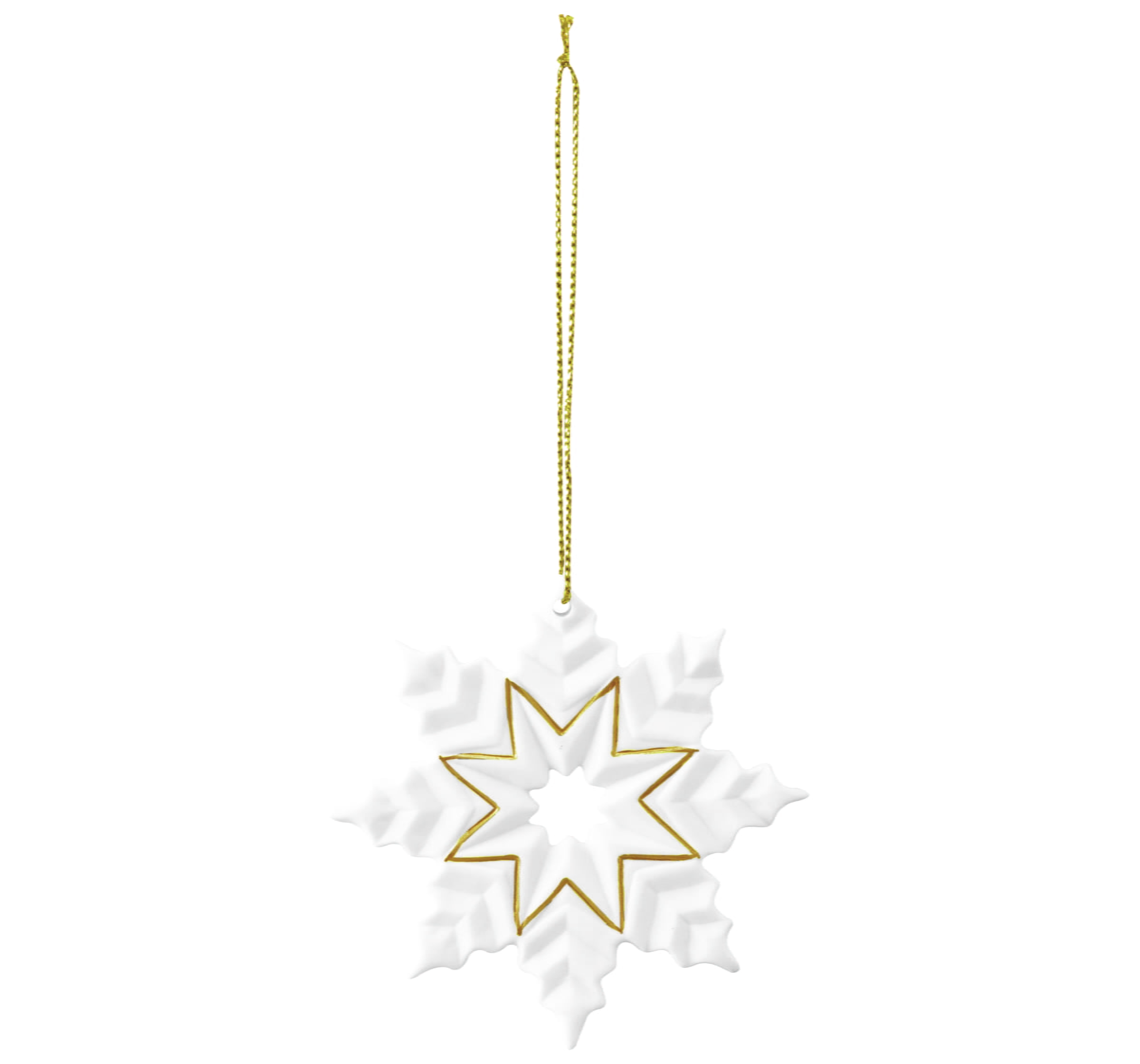 Seltmann Porzellan Weihnachtsanhänger "Schneekristall" Ø 7,5 cm, Weiß/Gold