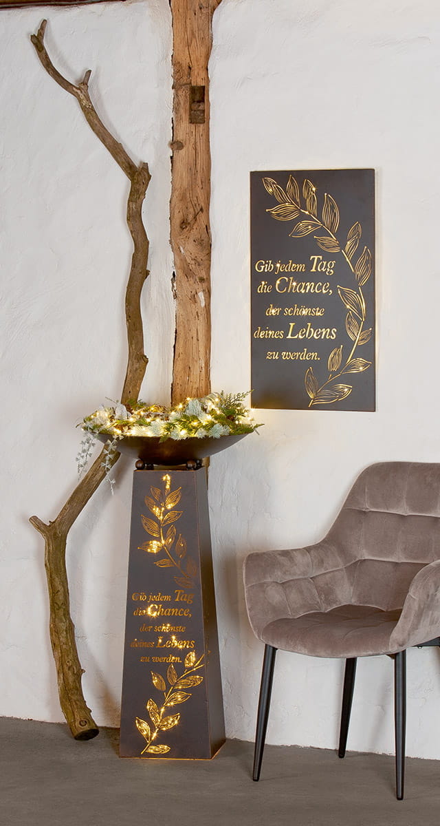 Gilde Metall Schalenständer "Schönster Tag", Ø 50 cm, braun - 95 cm