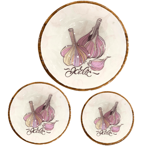 byRoom Mangoholz Schüssel-Set 3-teilig "Knoblauch"