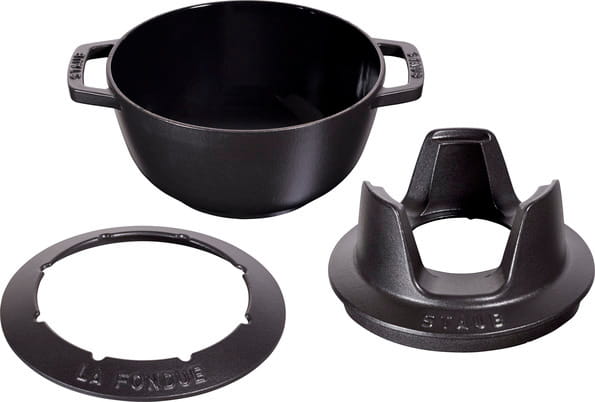 Staub Specialities Fondue Set, 20cm, schwarz innen glänzend