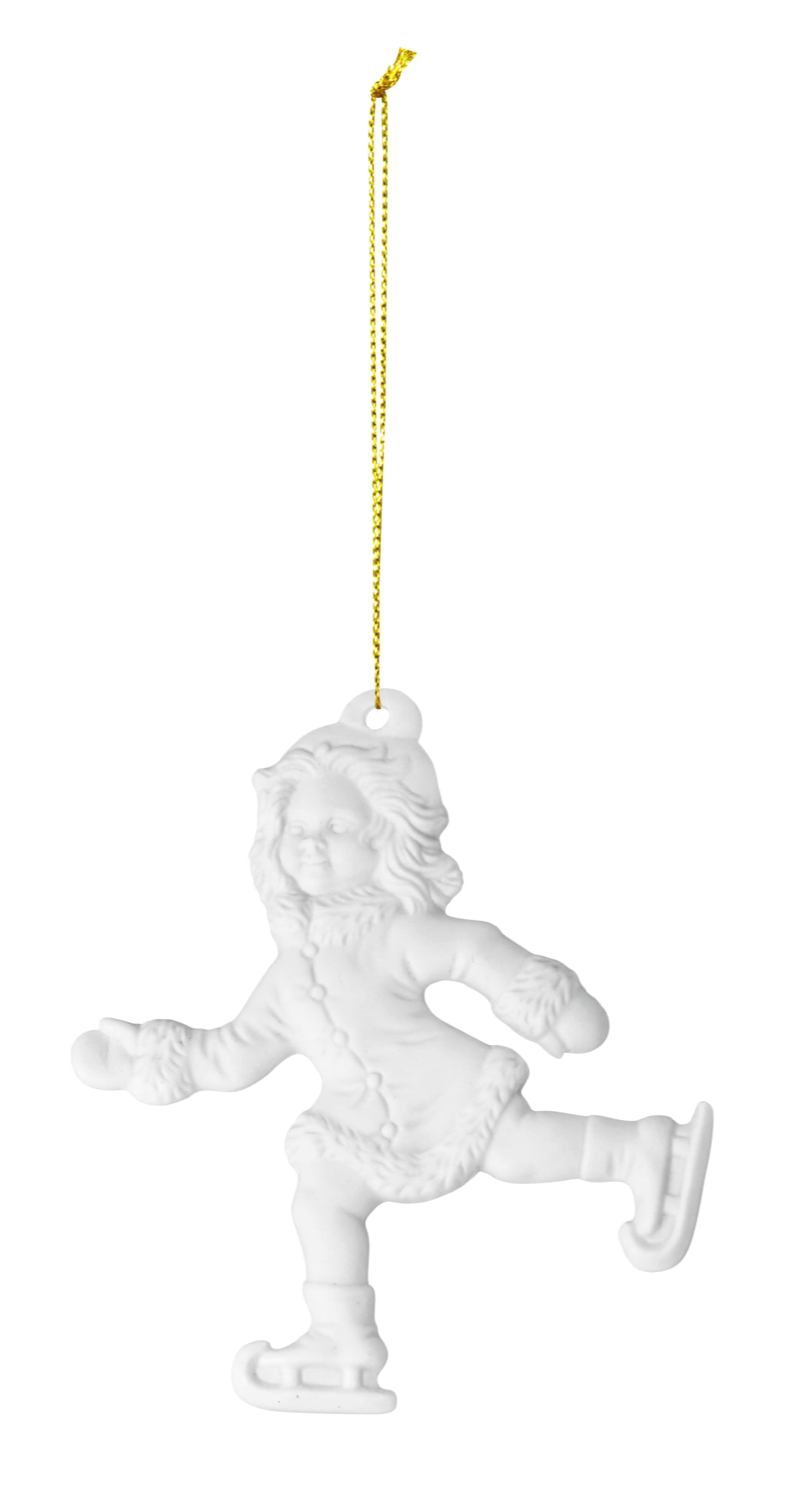 Seltmann Porzellan Weihnachtsanhänger "Schlittschuhläuferin", 8 cm, Weiß