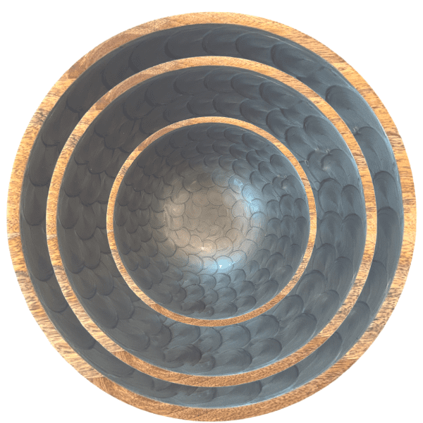 byRoom Mangoholz Schüssel Grey Pearl Ø 38 cm, Perlgrau