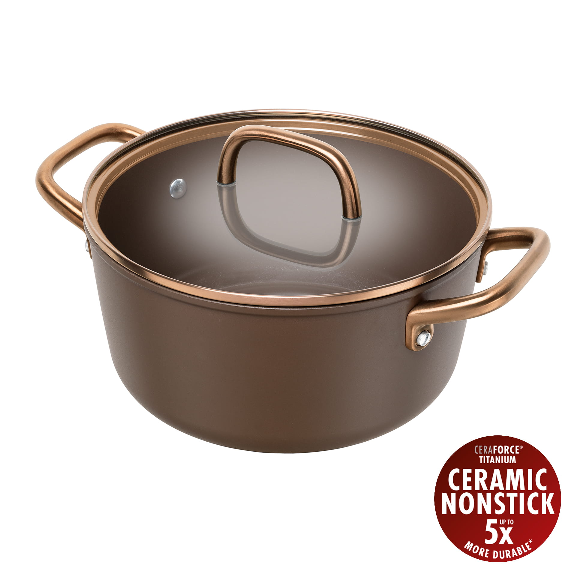ZWILLING Milano Kochtopf mit Glasdeckel, 24 cm | Braun | Aluminium | Ceramic Titanium