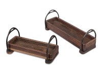 formano Tablett Holz - Antik mit Steigbügeln, 12 x 30 cm