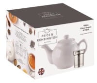 Price & Kensington Steingut Teekanne Weiß, 1100 ml + Teesieb im Set