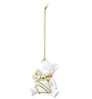 Seltmann Porzellan Weihnachtsanhänger "Teddybär", 7 cm, Weiß/Gold