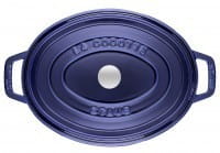 Staub Cocotte Bräter Gusseisen oval 33cm blau oben