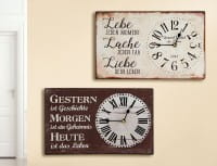 Gilde Metall Wanduhr-Set "Gestern + Lebe", creme/braun - 31 x 19 cm 2er Set