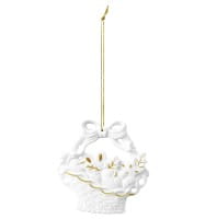 Seltmann Porzellan Weihnachtsanhänger "Korb mit Pfefferkuchen", 8 cm, Weiß/Gold