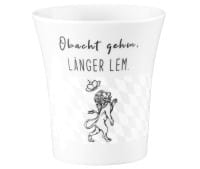 Seltmann Porzellan Spruch-Becher mit Henkel Weiß "Obacht gehm" 0,40 l
