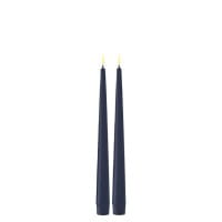 Deluxe Homeart Real Flame Shiny Dinner LED Stabkerze mit Lack 2 Stck. 2,2 x 28 cm Royal Blau