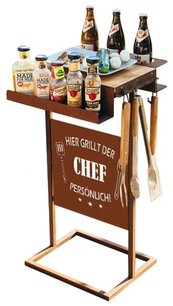 Ferrum Art Design Rost Grilltisch + Tafel "Chef"