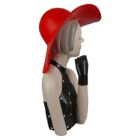 Gilde Poly Figur Lady mit rotem Hut, rot/schwarz - 27 cm