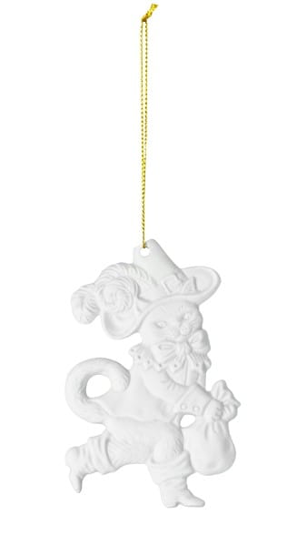 Seltmann Porzellan Weihnachtsanhänger "Der gestiefelte Kater", 8 cm, Weiß