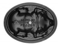 Staub France Cocotte / Bräter Gusseisen Schwein 17cm Schwarz Deckel von innen