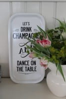 Citronelles Champagne Cocktail-Tablett "Let`s drink champagne...", 22 x 43 cm, Weiß