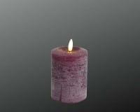 DEKOFlorale Rustikale Real Flame LED-Kerze Purple 7,6 x 10 cm