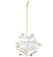 Seltmann Porzellan Weihnachtsanhänger "Glocke mit Schleife", 8 cm, Weiß/Gold
