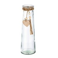 Gilde Glas Vase "Vidro", konisch mit Seil und Herz-Anhänger - 25 cm