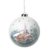 Seltmann Porzellan Weihnachtskugel, "Kirche + Marterl" Ø 10 cm, bemalt