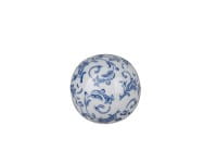 formano Gartendeko Keramik Vintage-Deko-Kugel glasiert, Ranken-Dekor weiß/blau, Ø 10 cm
