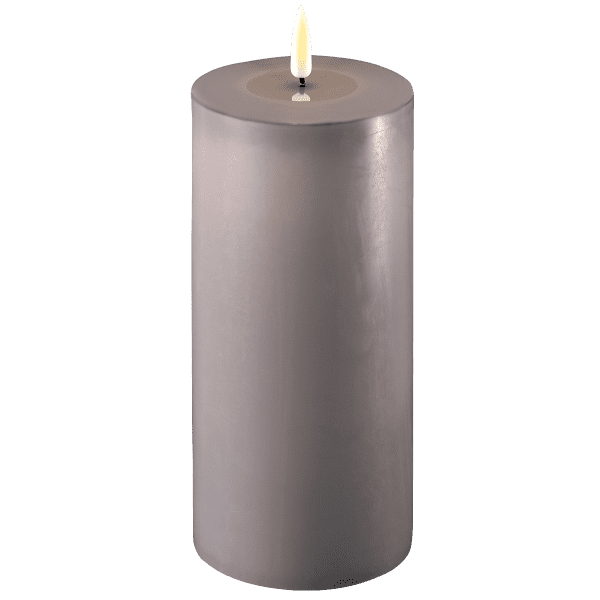 Deluxe Homeart Real Flame LED Stumpenkerze 10 x 20 cm Grau