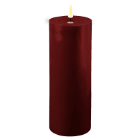 Deluxe Homeart Real Flame LED Stumpenkerze 7,5 x 20 cm Bourgogne Rot