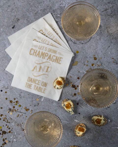 Citronelles Champagne Servietten "Let`s drink champagne...", 33 x 33 cm, Gold