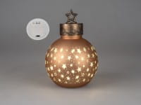 formano Deko-Kugel 30 cm, Farbglas matt, Antik/Gold mit LED-Licht, Stern-Dekor + aufgesetztem Stern