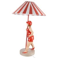 Gilde Kunstharz Poly Lampe "Becky", Weiß/Rot - 60 cm