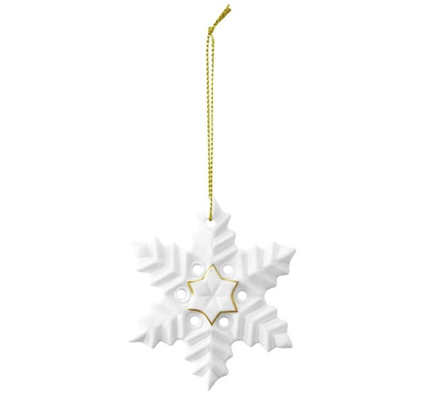 Seltmann Porzellan Weihnachtsanhänger "Schneekristall" Ø 7,2 cm, Weiß/Gold