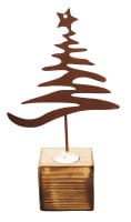 Ferrum Art Design Rost Teelichthalter-Holz "Moderner Baum"