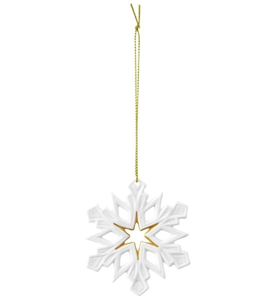 Seltmann Weihnachtsanhänger "Stern, Schneeflocke", 8 cm, Weiß/Gold