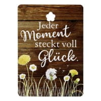 Gilde MDF Weisheit "Glück + Genieße", Motiv Blumenwiese 14 x 20 cm 2er Set