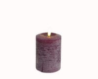 DEKOFlorale Rustikale Real Flame LED-Kerze Purple 7,6 x 12 cm