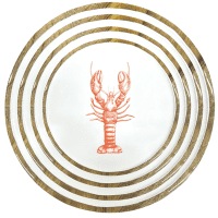 byRoom Scandinavian Mangoholz Tablett 4er-Set rund, Weiß mit Lobster