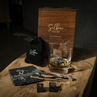 Scottish Whiskyset mit Whiskybecher, Untersetzer, Zange und Whiskysteinen - Golf