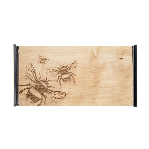 Scottish Sycamore - Tablett groß mit Griffen - Biene 48,5 x 25,5 cm