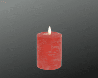 DEKOFlorale Rustikale Real Flame LED-Kerze Rot 7,6 x 16 cm