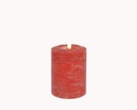 DEKOFlorale Rustikale Real Flame LED-Kerze Rot 7,6 x 12 cm