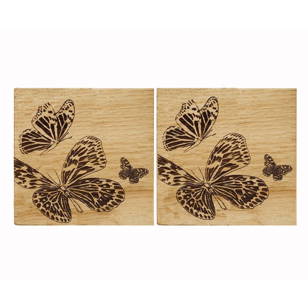 Scottish Eiche 2 Untersetzer - Schmetterlinge 11 x 11 cm