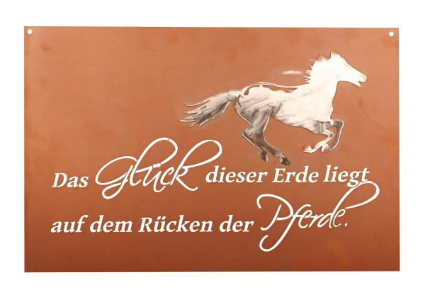 Ferrum Art Design Rost Gedichttafel "Pferdeglück"