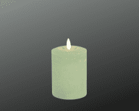 DEKOFlorale Rustikale Real Flame LED-Kerze Hellgrün 7,6 x 16 cm