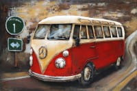 La Casa Metall 3D Wandbild "Campingbus on Tour" - 120 x 80 cm